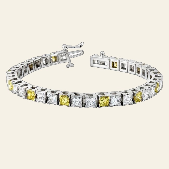 Yellow & White Princess Tennis Bracelet