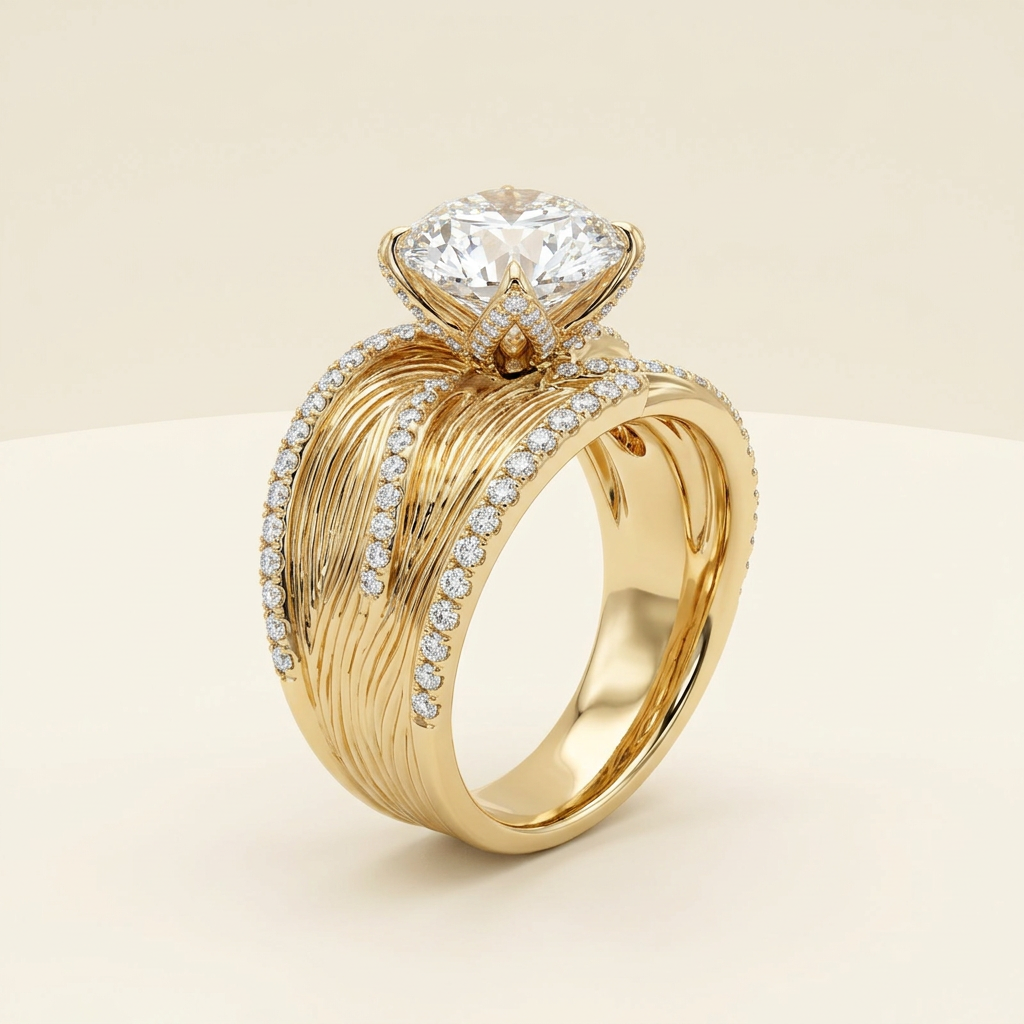 Sculpted Ribbon Round Solitaire