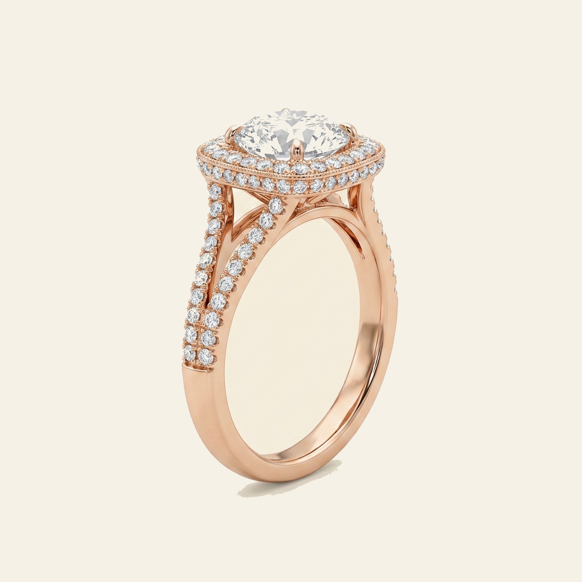 Rose Gold Cushion Halo