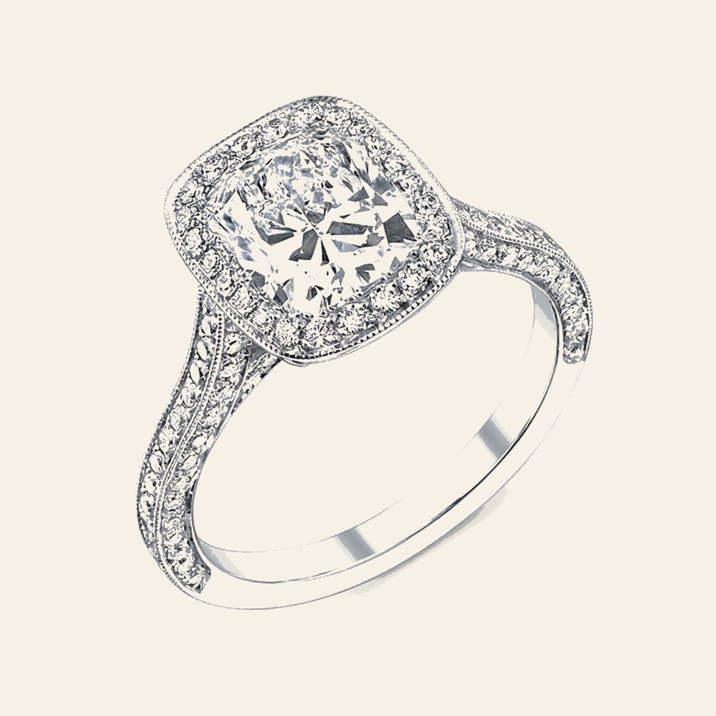 Cushion Milgrain Halo