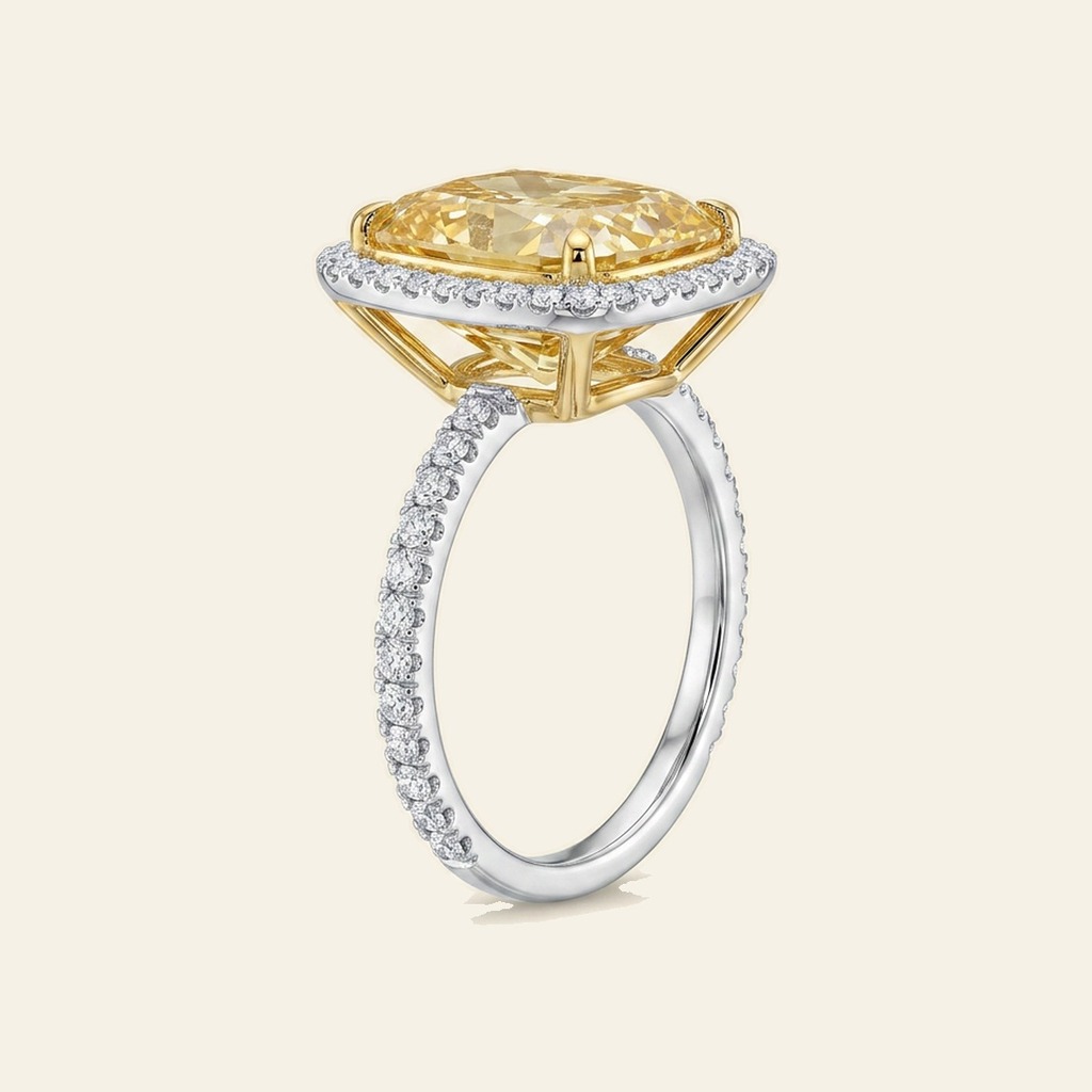 Yellow Cushion Halo Solitaire