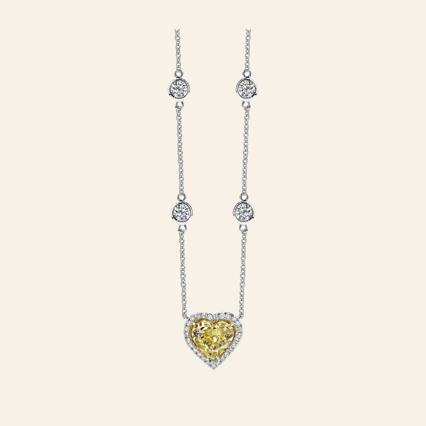 Yellow Heart Station Necklace