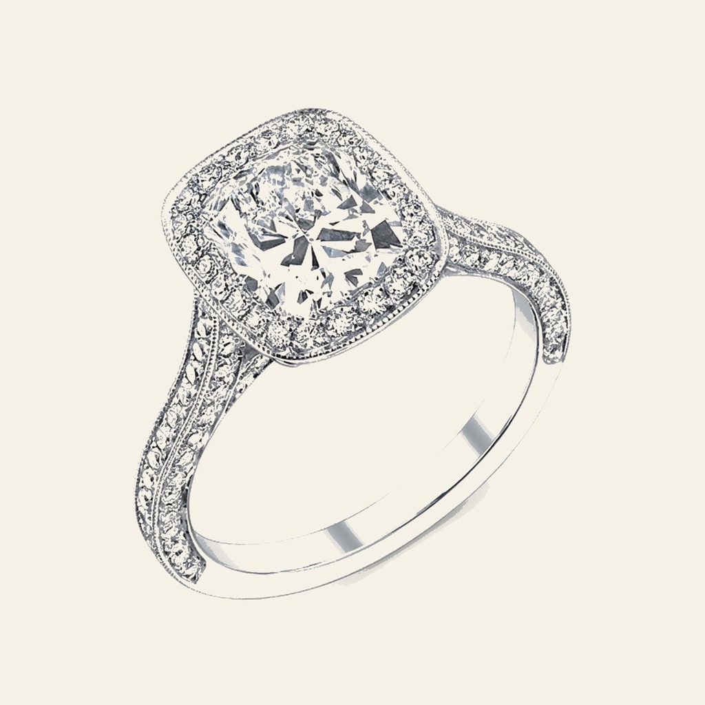 Cushion Milgrain Halo