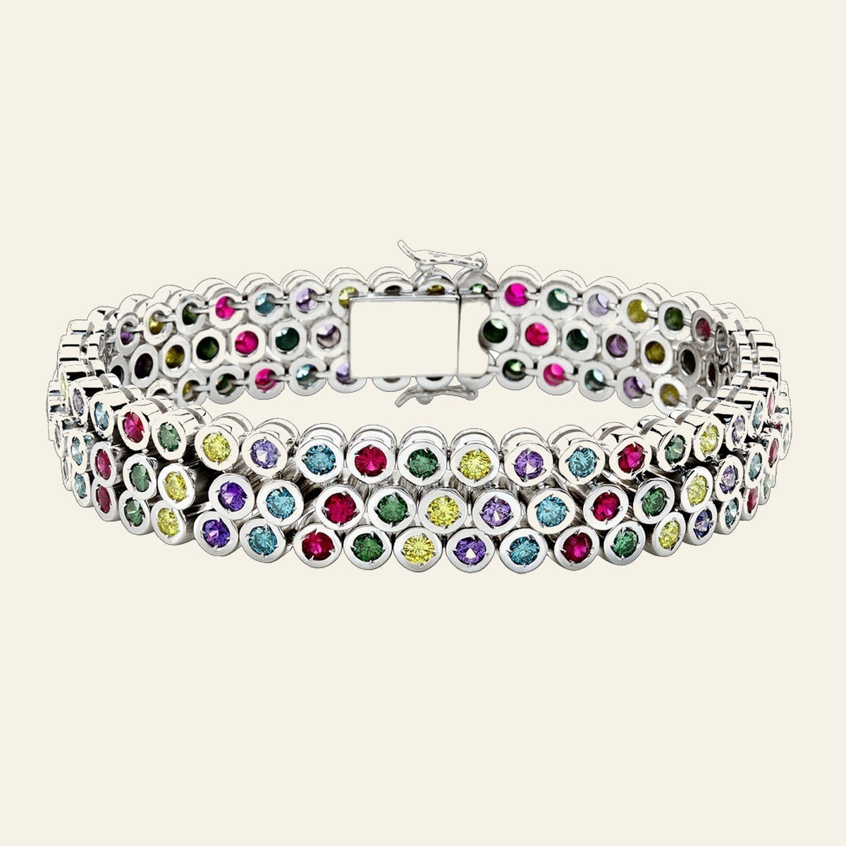 Rainbow Triple Row Bracelet