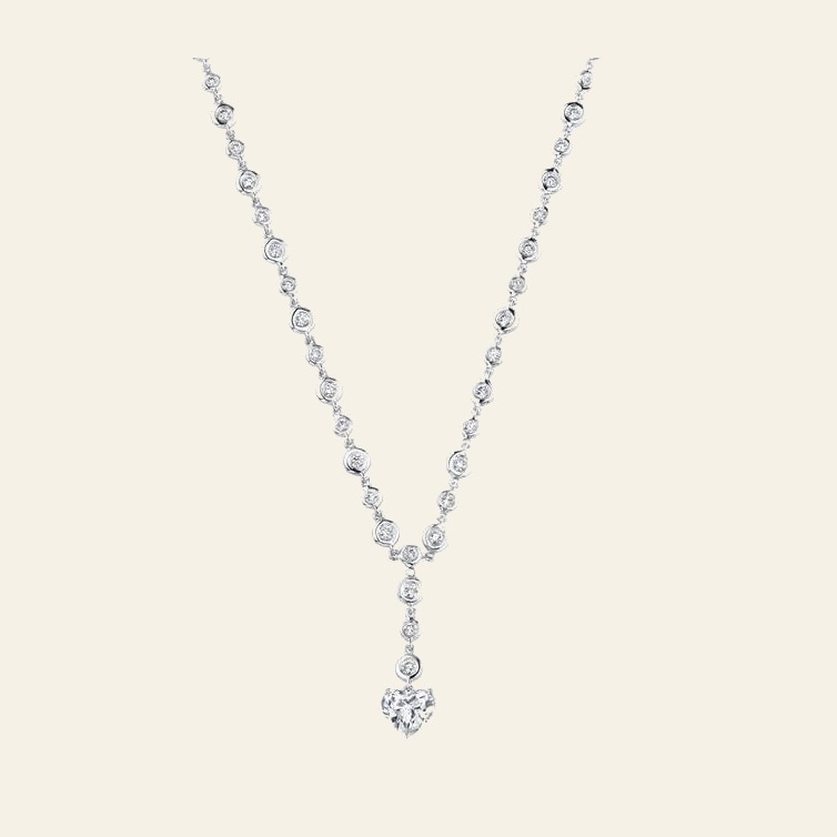 Bezel Heart Y-Drop Necklace