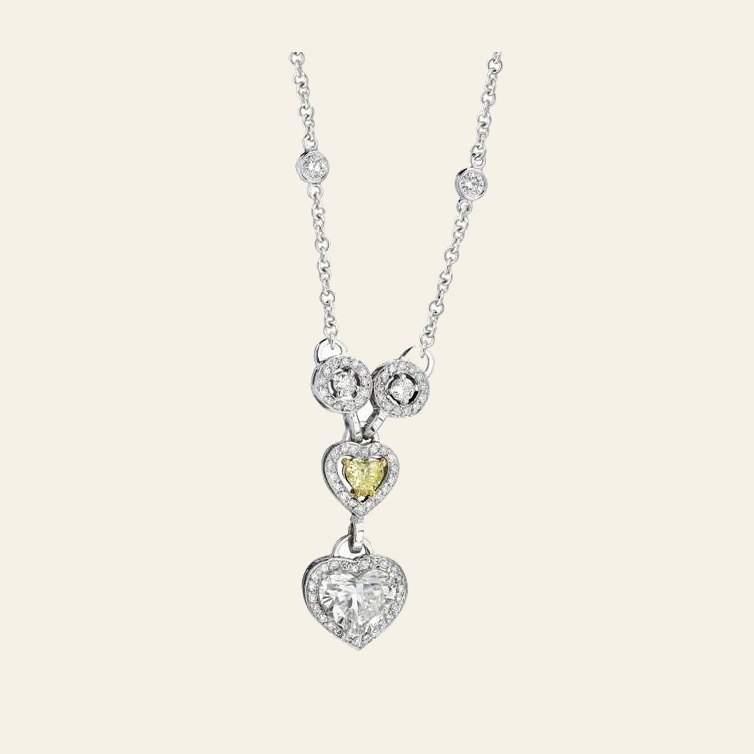 Twin Heart Drop Necklace