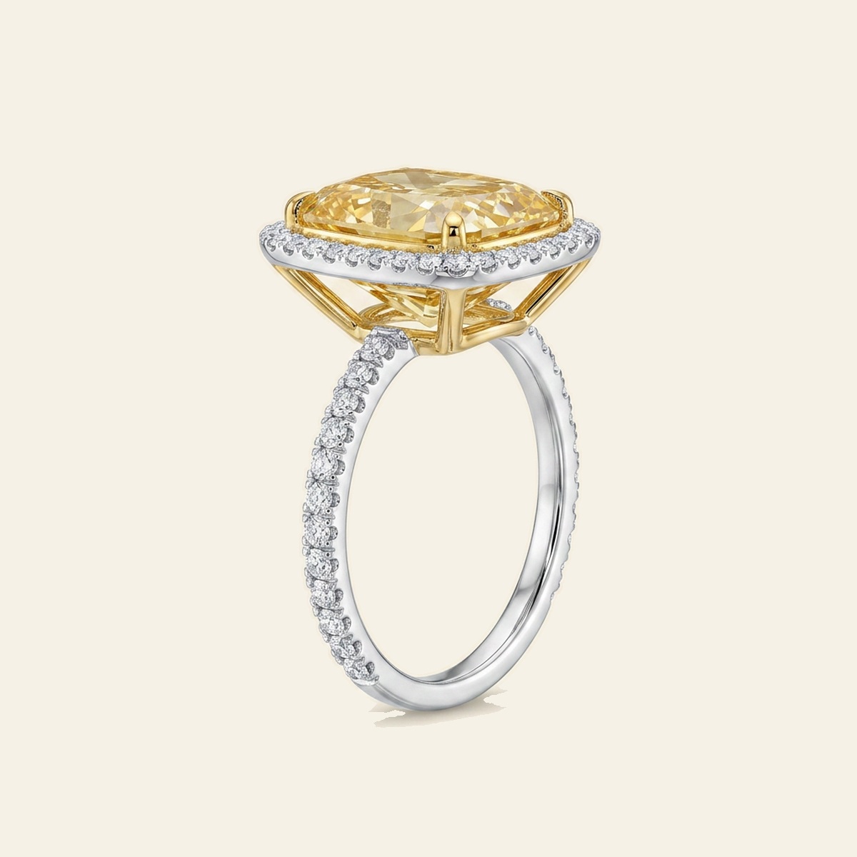 Yellow Cushion Halo Solitaire