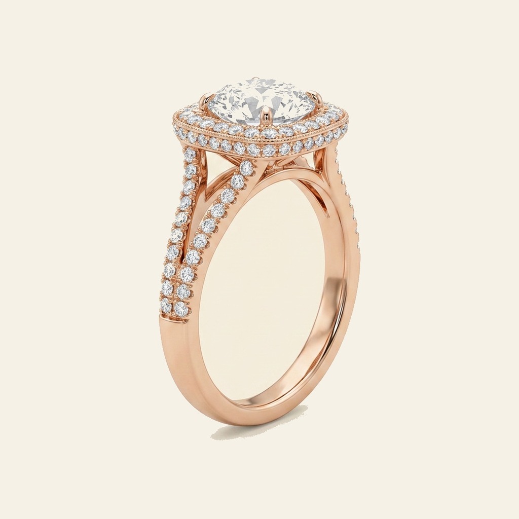 Rose Gold Cushion Halo