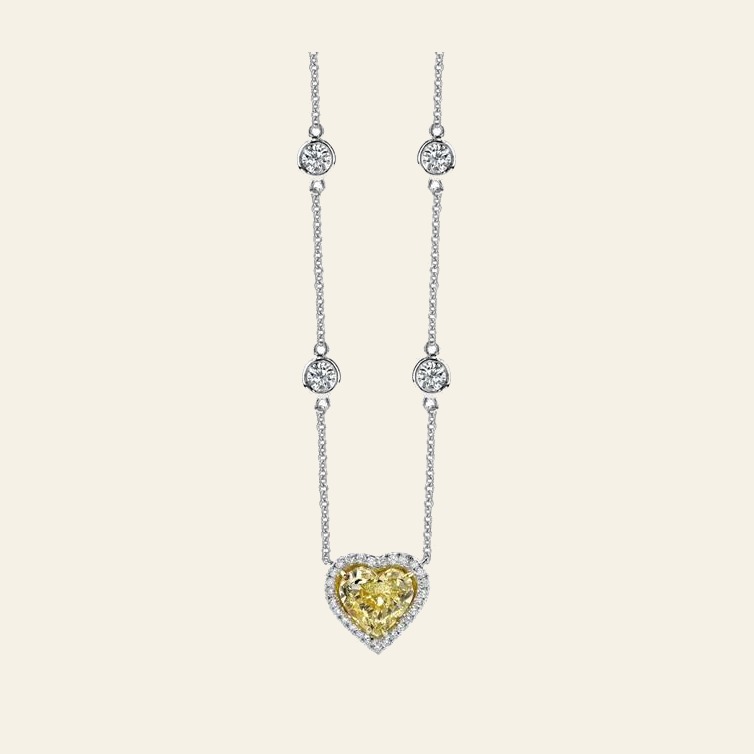 Yellow Heart Halo Necklace