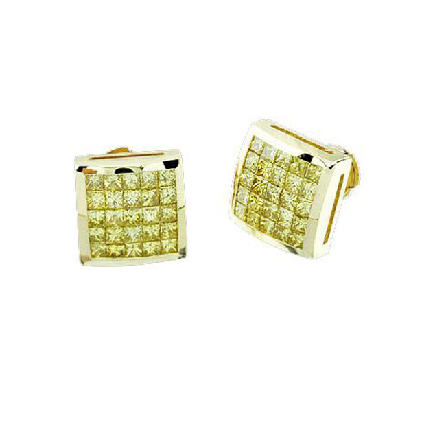 Natural Diamond Dangle Stud Earrings Princess 1.50 ct. tw. (G-H, VS1-VS2)  14k Yellow Gold Dangle Studs 4-Prong Basket - DiamondStuds.com